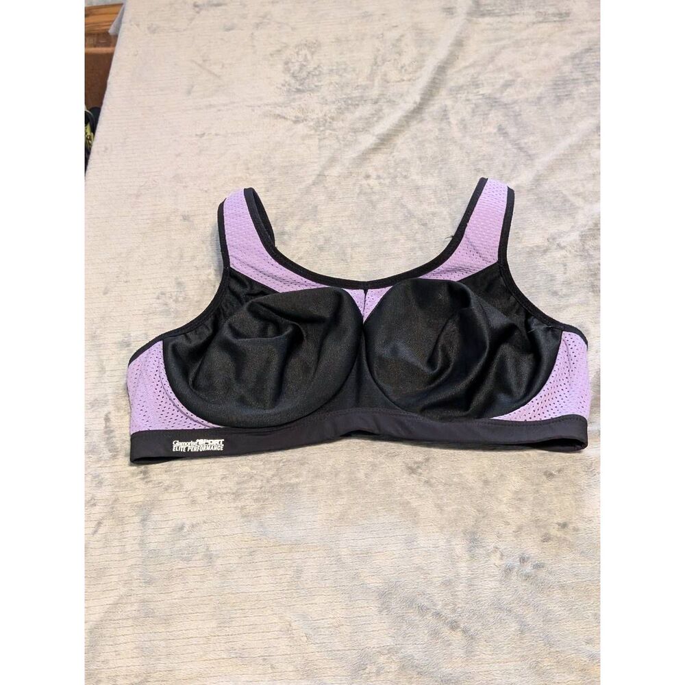 Glamorise size 40C High Impact Sports Bra Black Purple 9066
